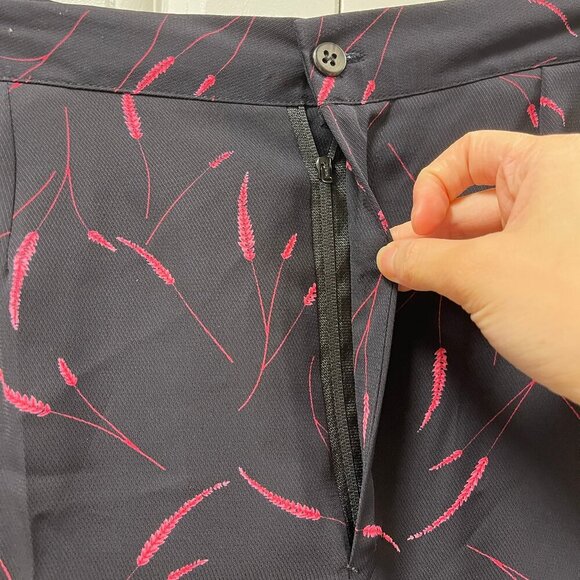 Vintage Floral Botanical Print High Waist Trousers Black Pink - Picture 4 of 9